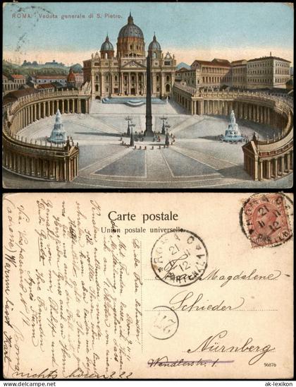 Vatikanstadt Rom Veduta generale di S. Pietro. Künstlerkarte 1912