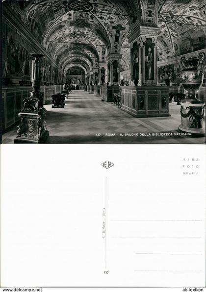 Postcard Vatikanstadt Rom Il Salone Della Biblioteca Vaticana 1950