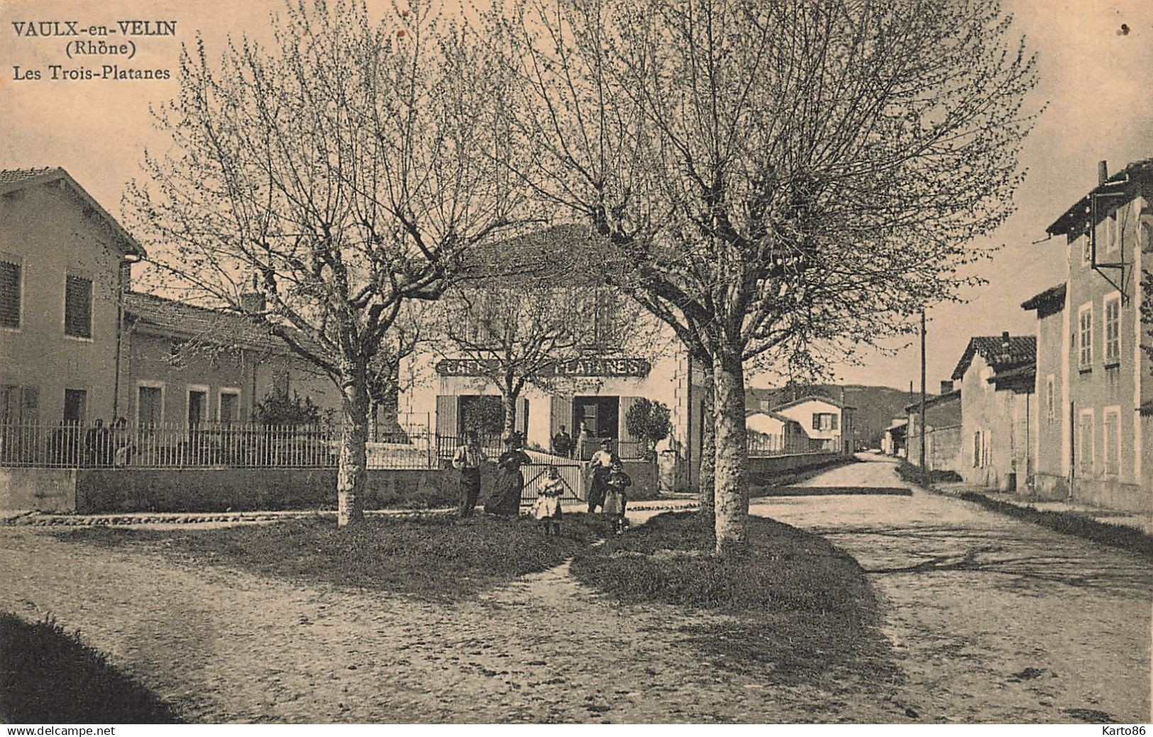 vaux en velin * place et les trois platanes * café * arbres tree