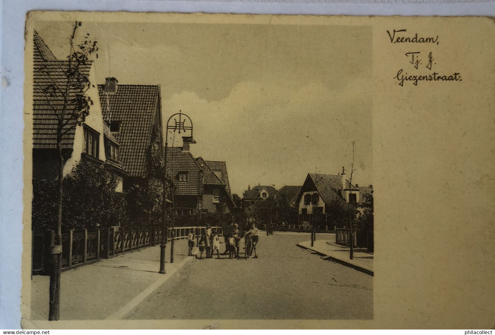 Veendam (Grn.) Tj. J. Giezenstraat 1936 beetje sleets