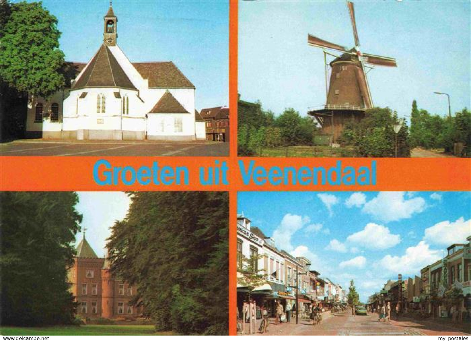 Veenendaal Kirche Windmuehle Schloss Strassenpartie