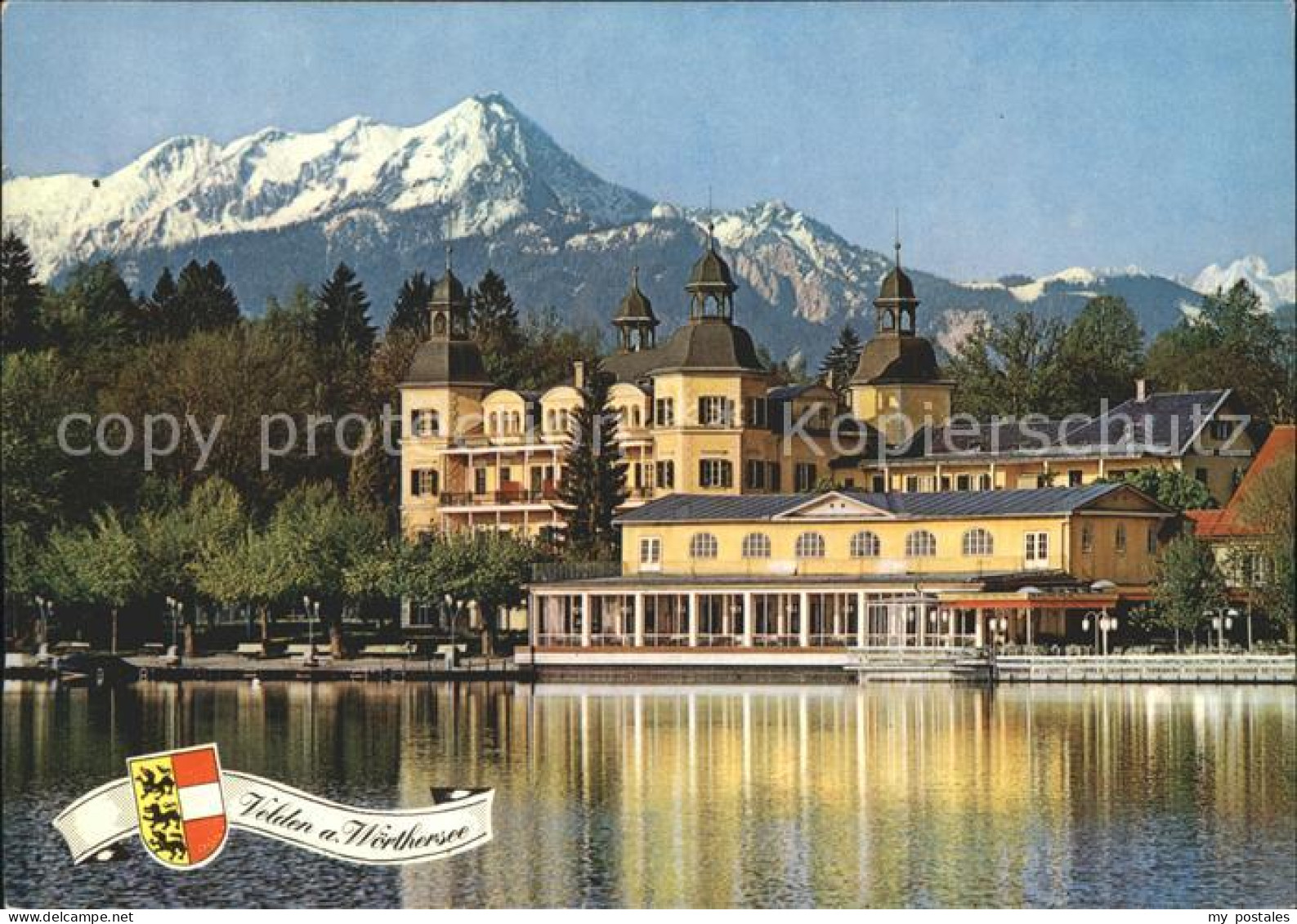 Velden Woerthersee Alpenseebad Velden mit Schloss und Mittagskogel