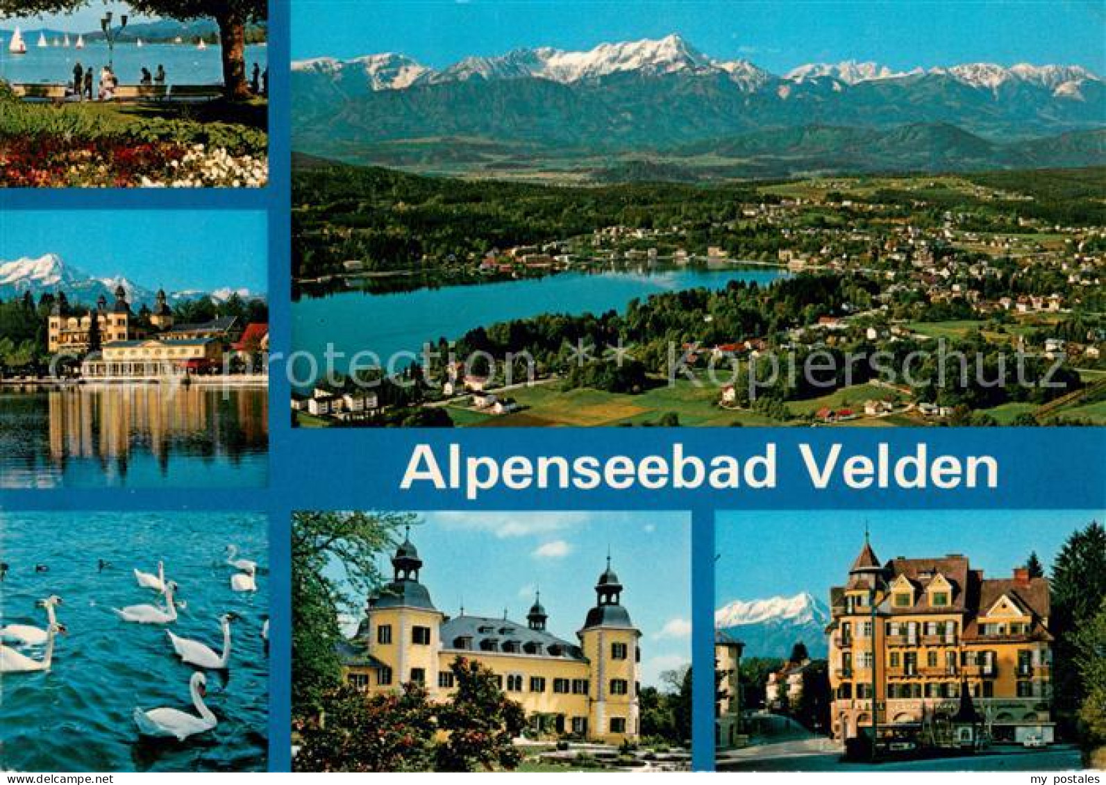 Velden Woerthersee Strandpromenade Mittagskogel Schloss Velden Blick von der Kan