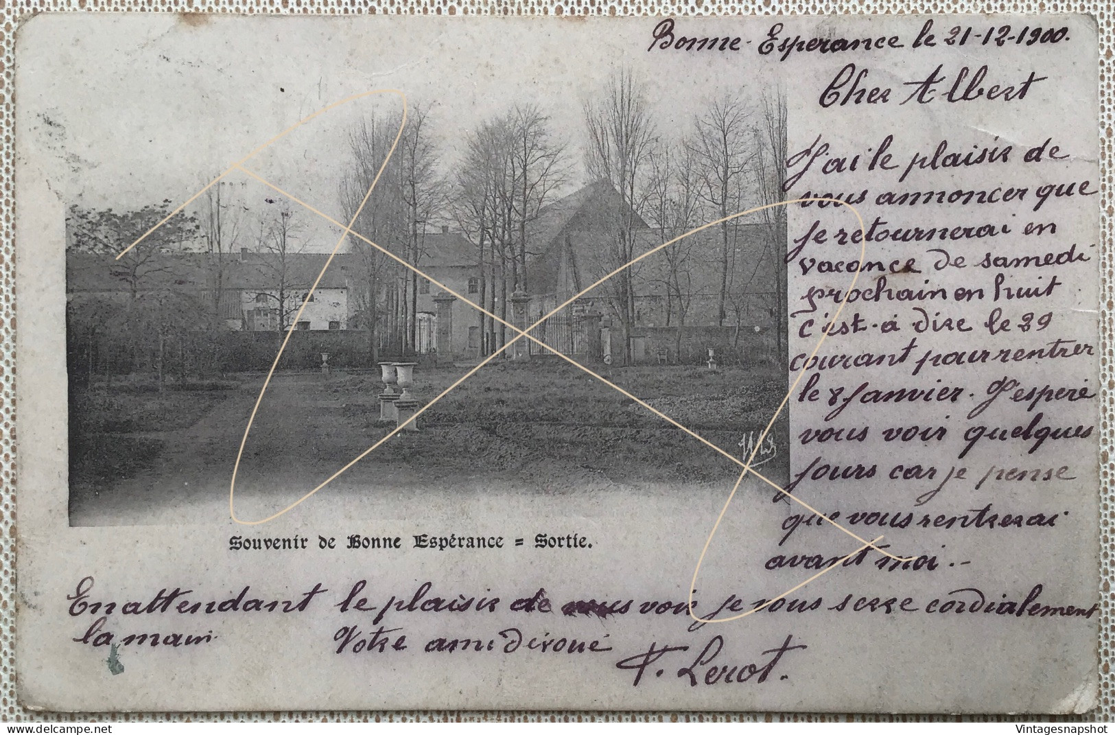 Vellereille-les-Brayeux Souvenirs de Bonne Espérance Sortie CP postée en 1900