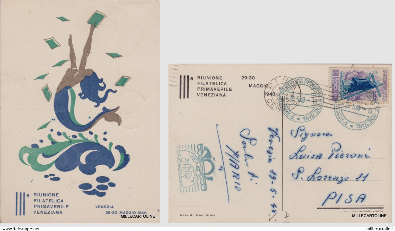 # VENEZIA: 3a RIUNIONE FILATELICA PRIMAVERILE -  1948 CON ANNULLO