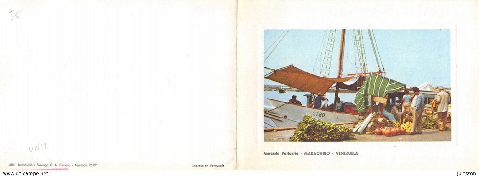 VENEZUELA  -  MARACAIBO - MERCADO PORTUARIO -"FELICES PASCUAS", CARTE DEUX FEUILLETS