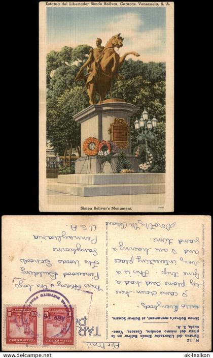 Postcard Caracas Estatua del Libertador Simón Bolívar 1927  gel. Venezuela