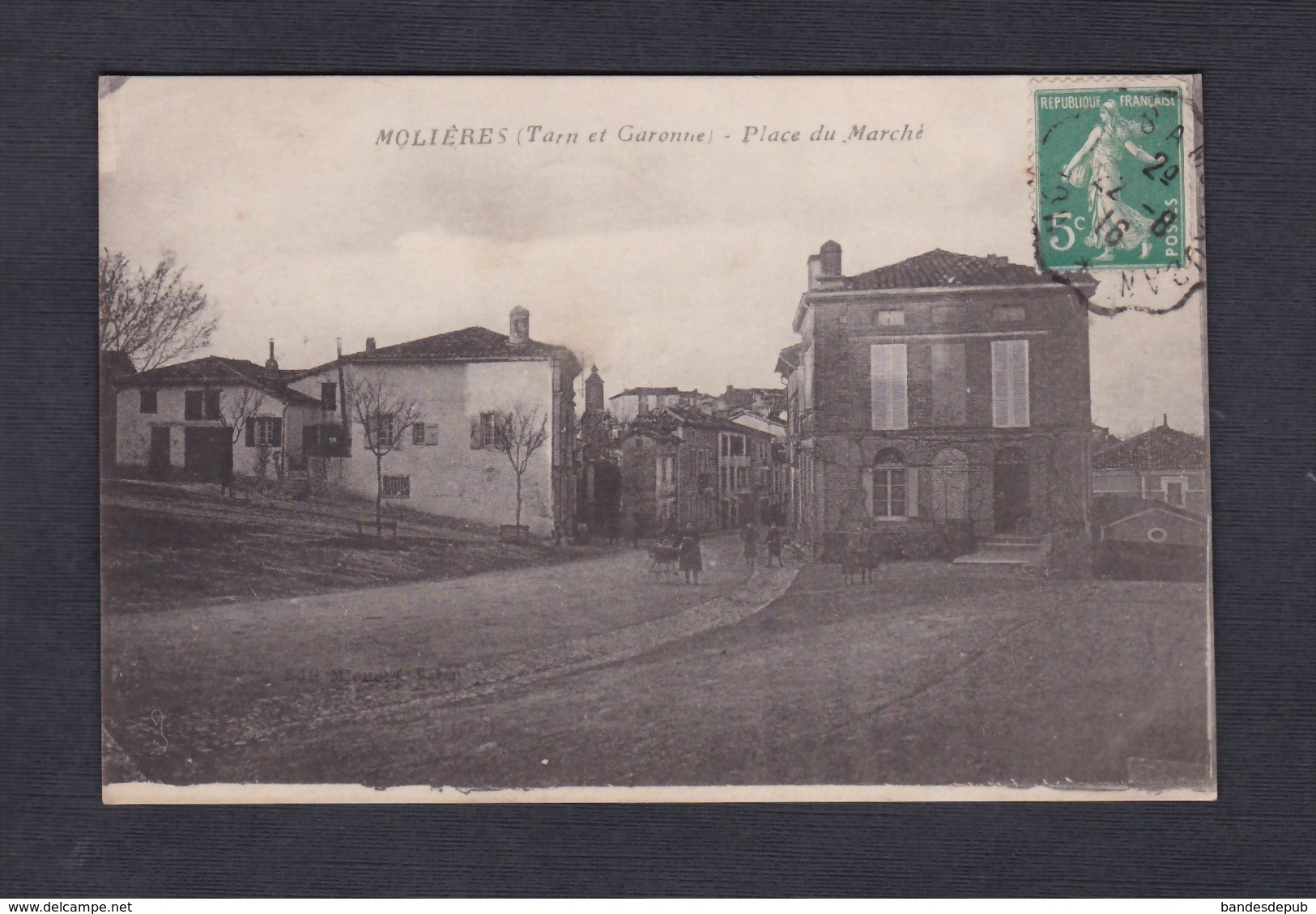 Vente immediate Molieres (82) Place du Marche ( cachet convoyeur Molieres à Montauban )