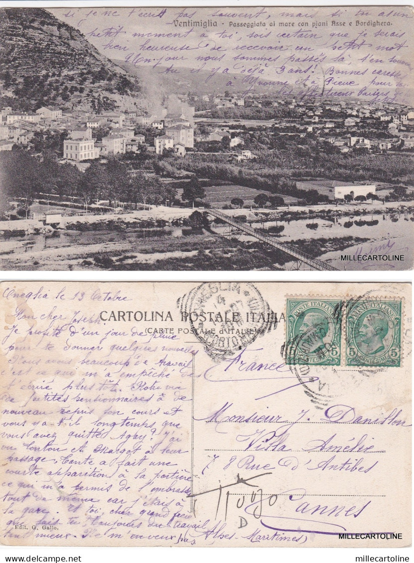 # VENTIMIGLIA: PASSEGGIATA A MARE CON PIANI ASSE E BORDIGHERA   1907