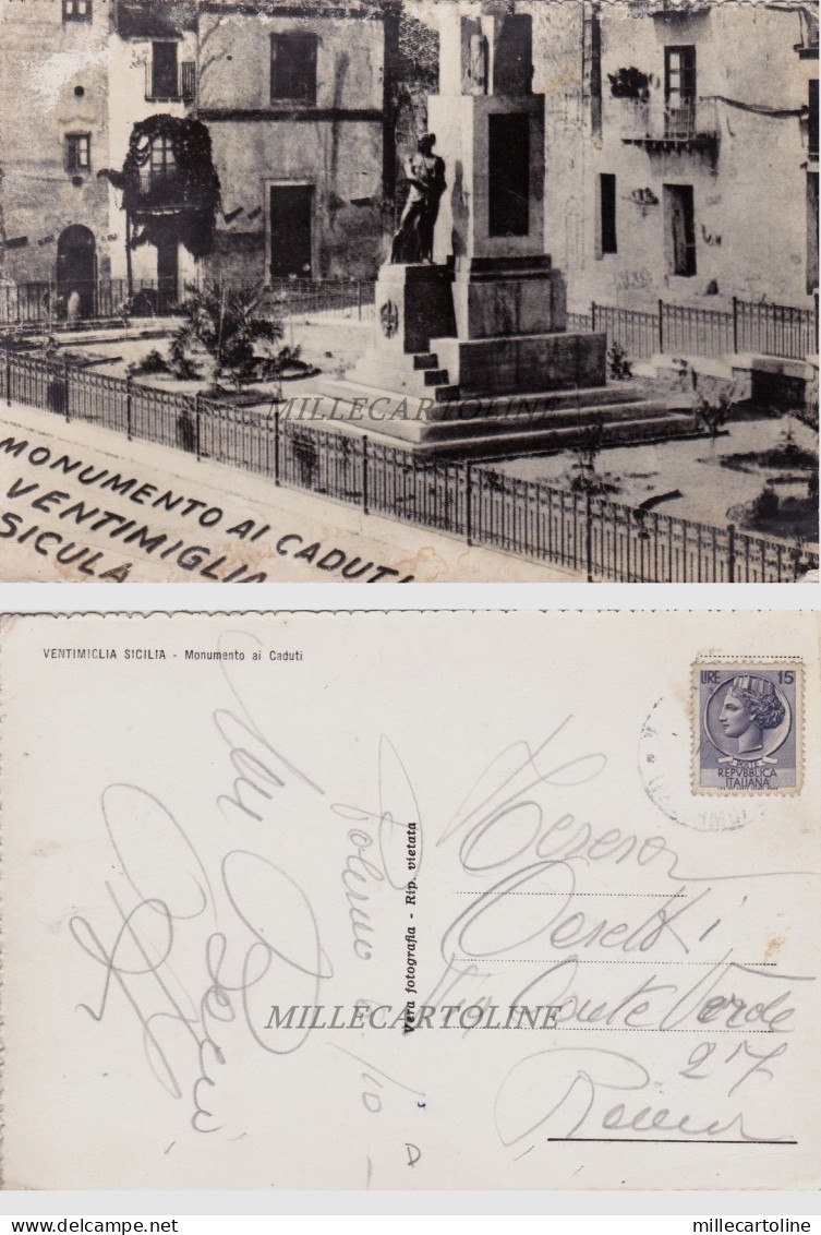VENTIMIGLIA SICILIA: Monumento ai Caduti   1960