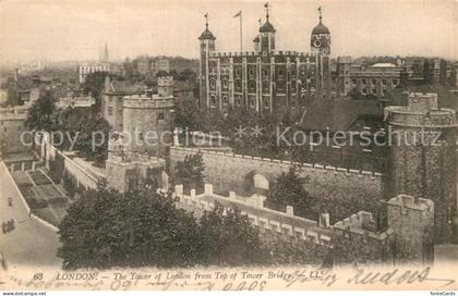 London Tower of London from top of Tower Bridge