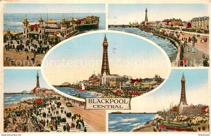 Blackpool UK Panorama Kuestenstadt Blackpool Tower Strand Promenade Seebruecke