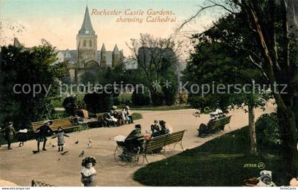 ROCHESTER  Medway UK Rochester Castle Gardens showing Cathedral