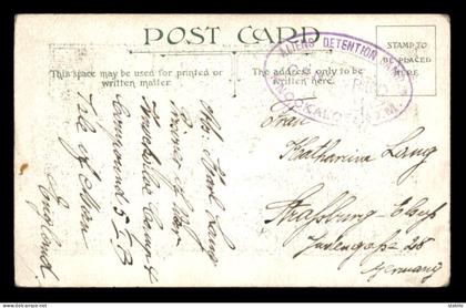 ILE DE MAN - KNOCKALOE LAGER - CACHET CENSURED - ALIENS DETENTION CAMP - GLUCK UND FRIEDEN FUR 1916 - GERMAN POSTCARD