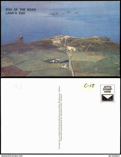 .Großbritannien Aerial View Cornwall LAND'S END END OF THE ROAD 1970