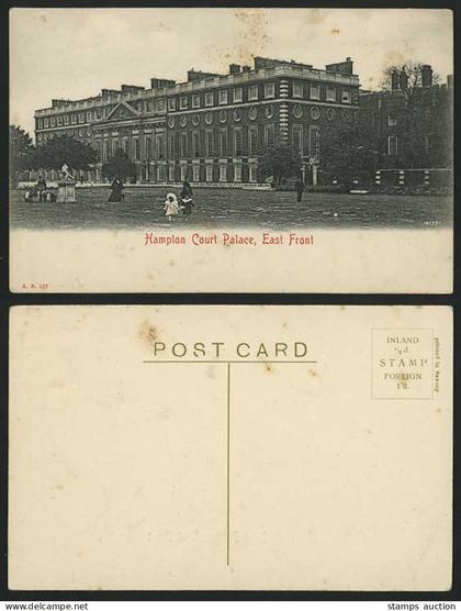 HAMPTON COURT PALACE - East Front & Girls Old Postcard