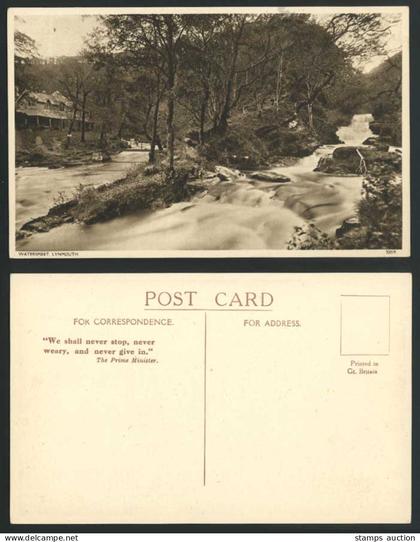 WATERSMEET - LYNMOUTH Devon Old Postcard Bridge River Scene Cascades Rocks Trees