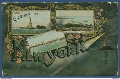 New York Freiheitsstatue Manhatten von Hoboken gesehen, gelaufen 1908 (AK5534)