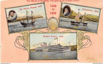 lot385 USA Navigating Hudson river Robert Fulton Claremont De Halve Maene