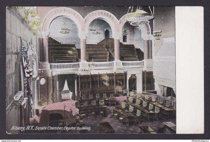 Postcard, United States, Albany NY, Senate Chamber, Capitol Building