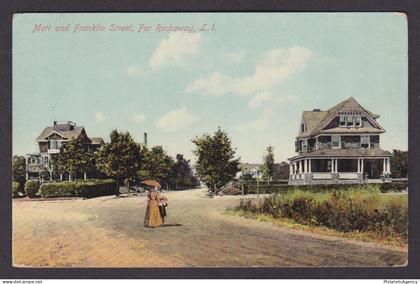 Vintage postcard USA Far Rockaway Long Island NY Mott Franklin Street Houses