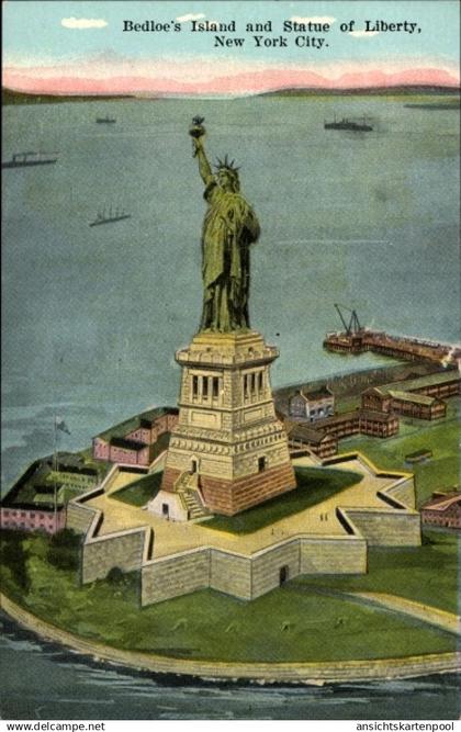CPA New York City USA, Bedloe's Island, Freiheitsstatue