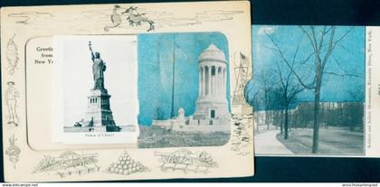 Leporello CPA New York City USA, Freiheitsstatue, Flatiron Building, Broadway, Ann Street