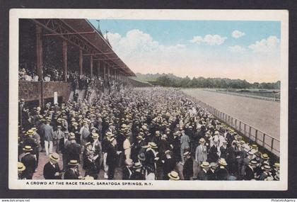 Postcard, United States, Saratoga Springs NY, A crowd at the race track