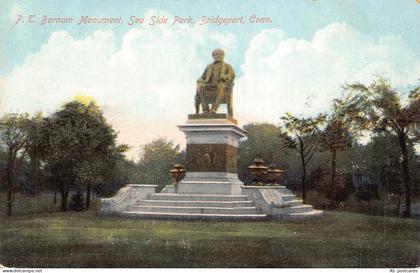 B520 US Barnum Monument Sea Side Park Bridgeport Connecticut postcard