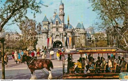 Anaheim Fantasyland Disneyland Sleeping Beauty Castle horse drawn street car
