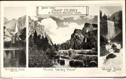 CPA Yosemite National Park Kalifornien USA, Yosemite Falls, Vernal Falls, Grand Valley View