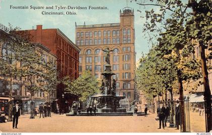 B517 US Fountain Square and Tyler Davidson Fountain Cincinnati Ohio postcard