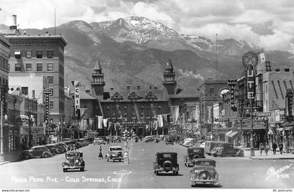 US Colorado Springs Colorado Pikes Peak Cars Restaurant Car RPPC postcard B956