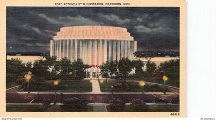 C160 Michigan Dearborn Ford Rotunda by Illumination  vintage postcard
