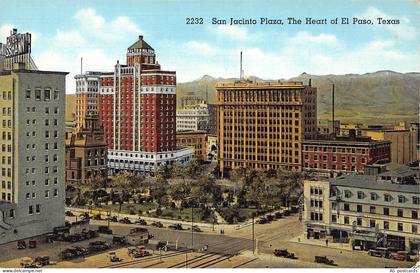 B518 US San Jacinto Plaza Heart of El Paso Texas vintage postcard