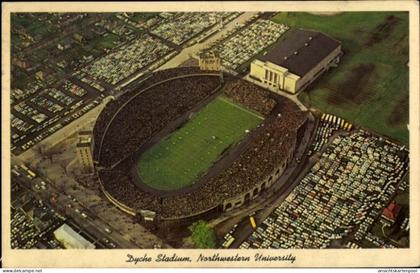 CPA Evanston Illinois USA, Luftbild vom Dyche Stadion, Northwestern Universität