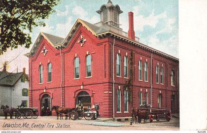 lewinston , maine * central fire station * sapeurs pompiers pompier fireman * united states usa