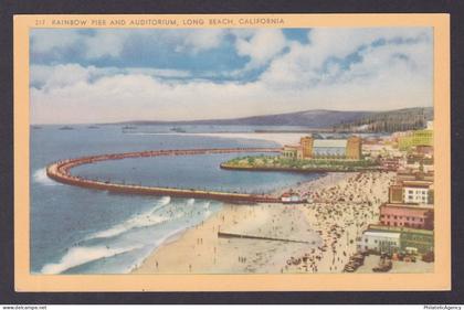 Postcard, United States, Long Beach CA, Rainbow Pier and Auditorium