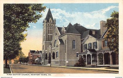 A990 US First Baptist Church Newport News Virginia vintage postcard