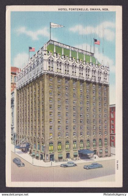 Vintage postcard USA Omaha NE Nebraska Hotel Fontenelle Street View 1930s