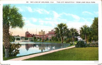 Etats Unis - USA - FL - Florida - Skyline of Orlando - The City Beautiful - Froo Lake Eola Park - CPA