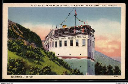 AK Bedford, PA, S. S. Grand View Hotel on Lincoln Highway, Allegeny Mountains