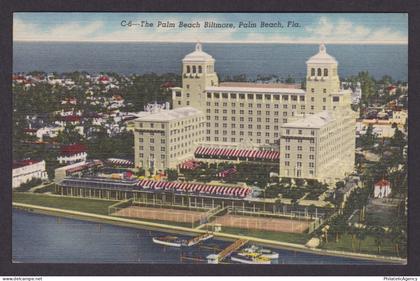 Vintage postcard usa Palm Beach FL Biltmore Hotel Florida Aerial View Yacht Dock