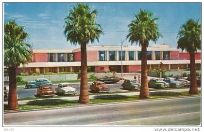Phoenix Arizona, Phoenix Public Library Building, Autos, c1950s Vintage Postcard