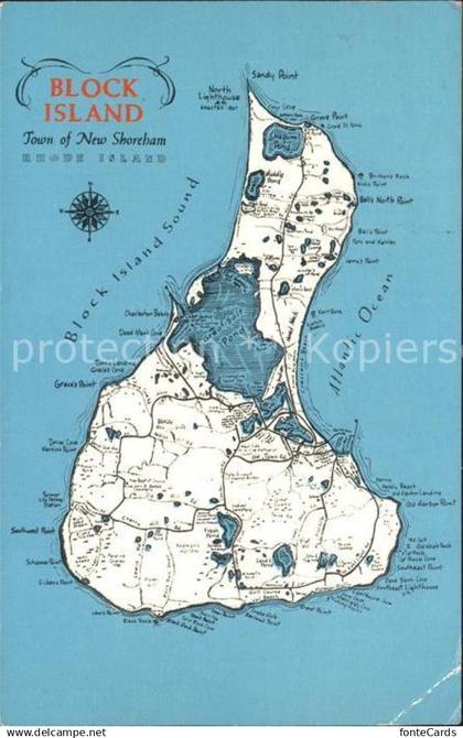 Rhode Island US-State Block Island Town of New Shoreham Inselkarte