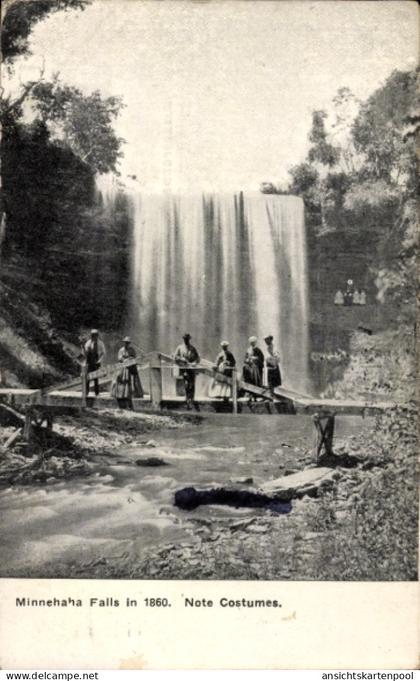 CPA Sioux Falls South Dakota USA, Wasserfall, Kostüme, 1860