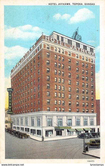 A990 US Hotel Jayhawk Topeka Kansas vintage postcard