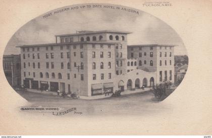 Tucson Arizona, Santa Rita Hotel, Lodging Territorial AZ, c1900s Vintage Albertype Postcard