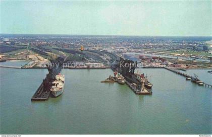 Newport News Harbour at James River aerial view