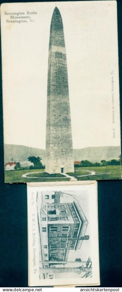 Leporello CPA Bennington Vermont USA, Bennington-Battle-Monument, Monument-Avenue